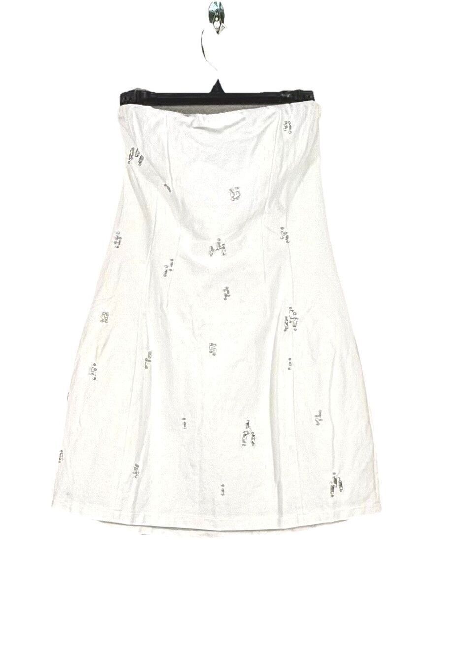 Angel Biba Astrid Mini Dress White Strapless Rhinestone Beaded NWT XL